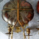 Pair of Napoleon 3 wall lights in copper and brass