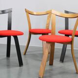 4 chaises en bois, années 1970