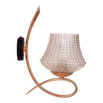 Vintage brass and glass wall lights, France 1950.
