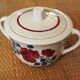 Sucrier demi porcelaine Badonviller roses rouge bleu art deco