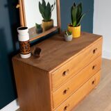 Vintage Restored Ercol Windsor Model 483 Vanity Chest Of Drawers With Mirror