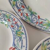 3 plates Churchill England mosaic and floral design