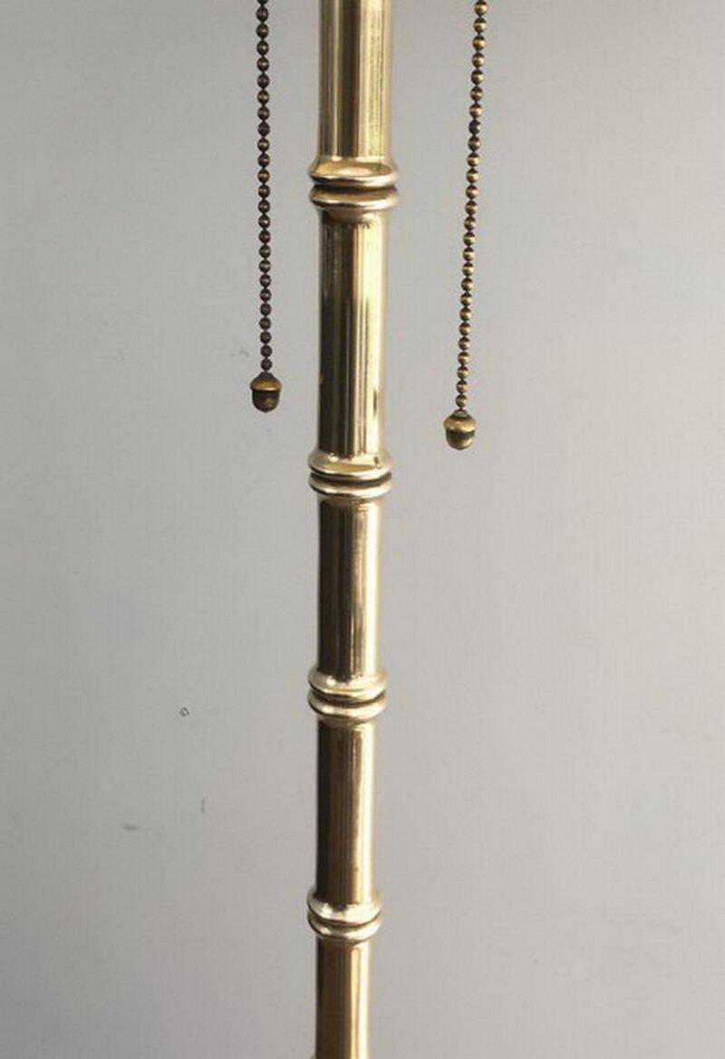 Floor lamp in faux-bamboo style, made of bronze and brass by Jacques Adnet