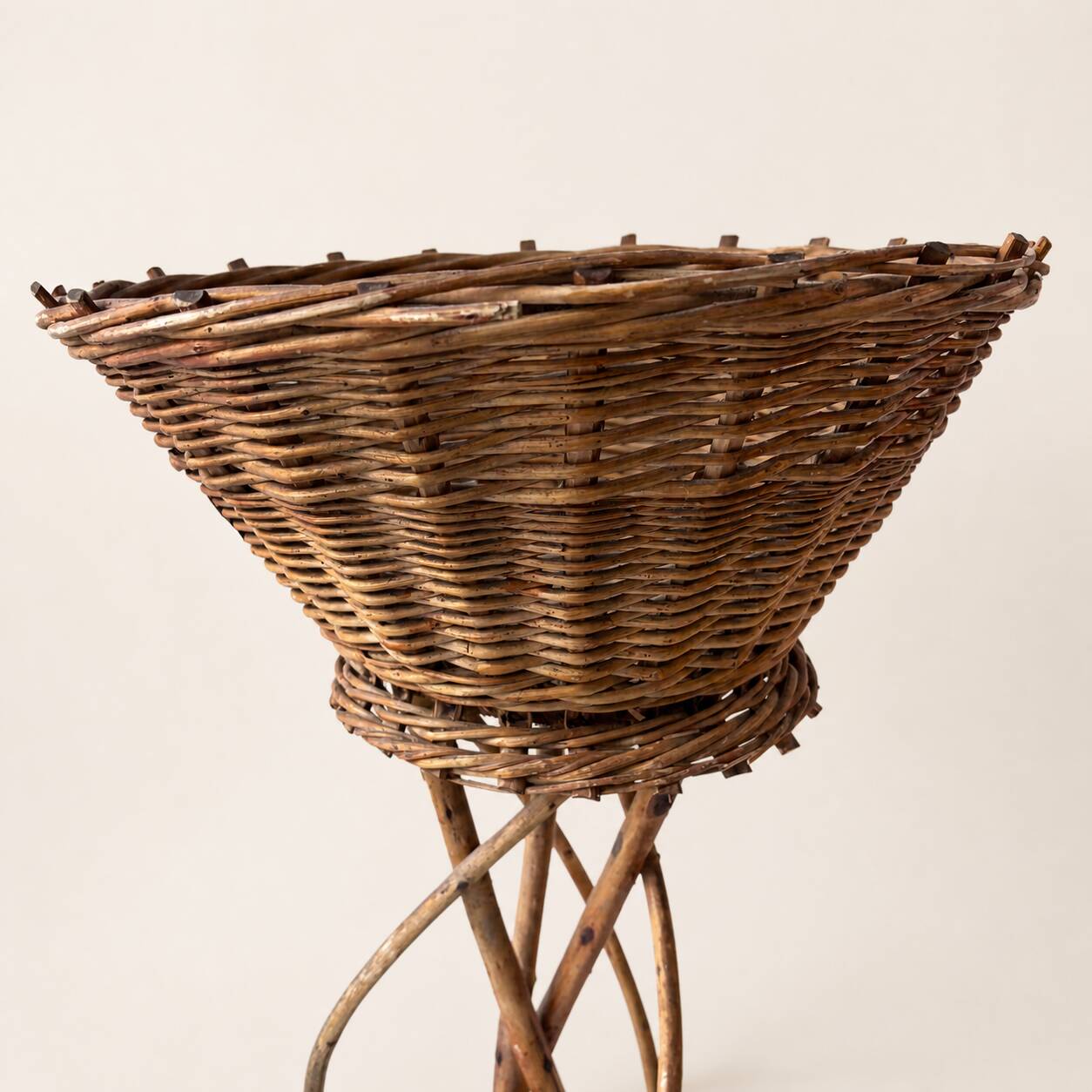 60s rattan plant stand