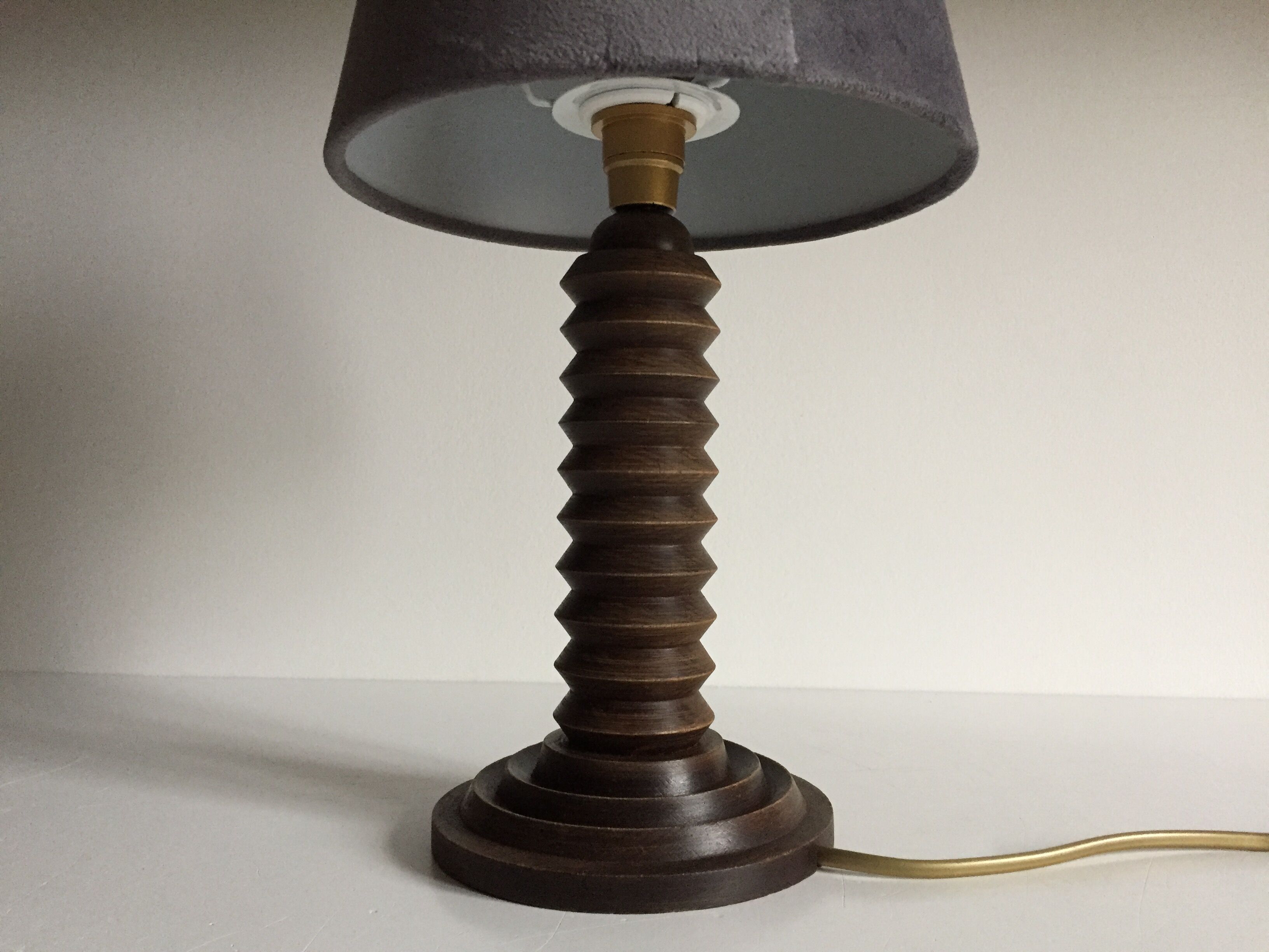 Vintage wood geometric lamp