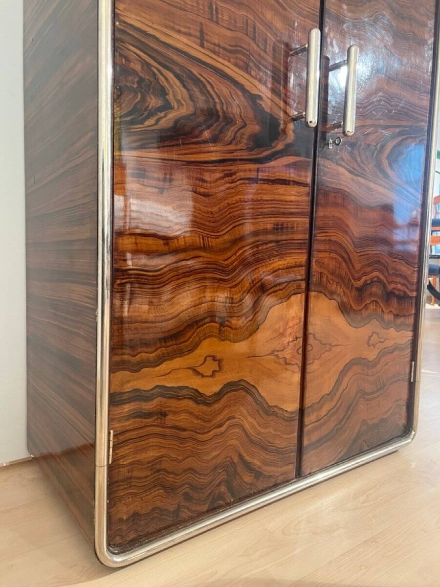 Bauhaus Wardrobe in Palisander Optic, Steel Tube and Chrome, Germany, 1930s