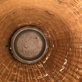 Vintage rattan and wrought iron umbrella holder