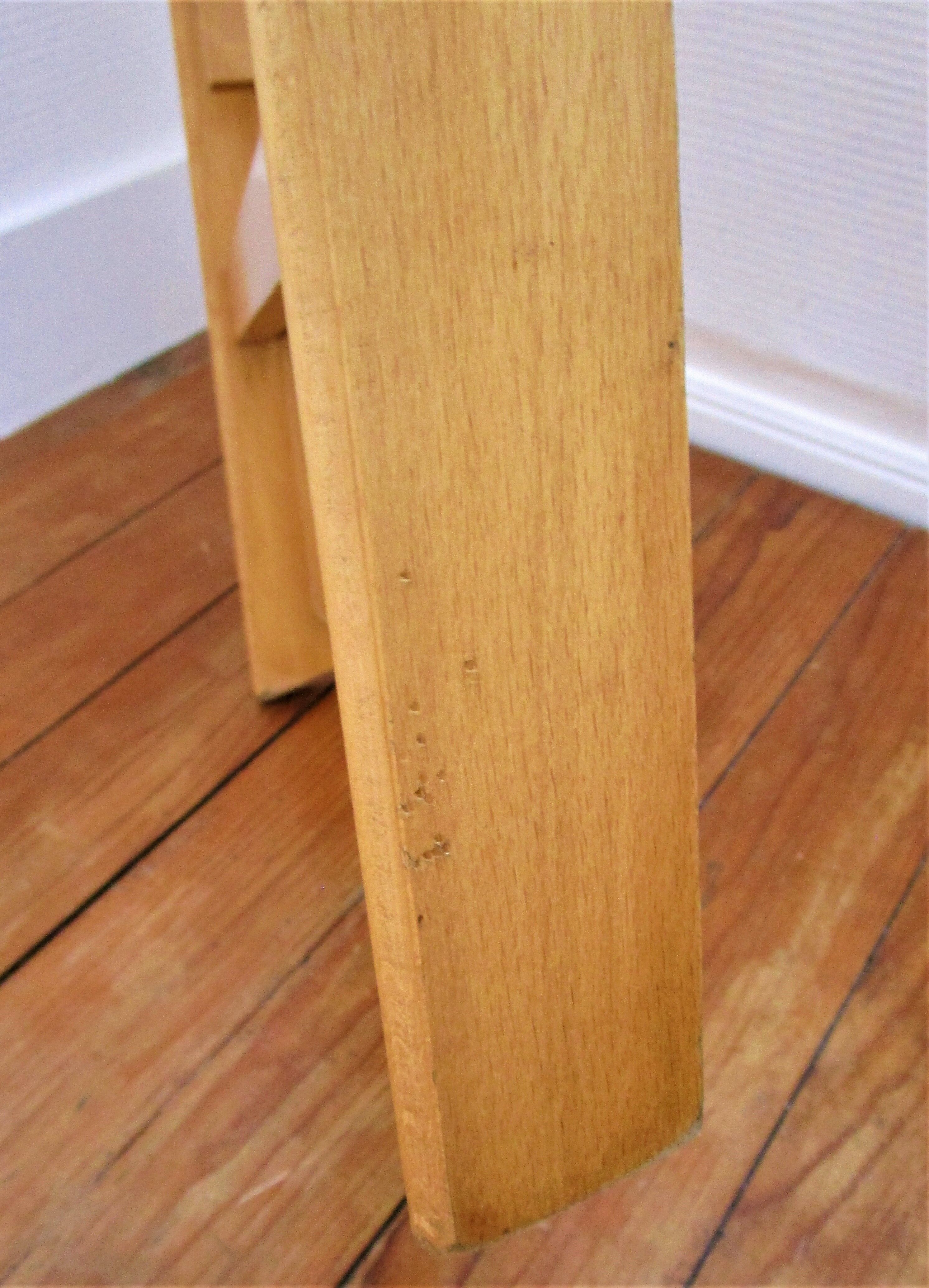 Pair of folding chairs with vintage solid wood slats