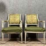 Paire de fauteuils style Louis XVI en bois laqué circa 1850 (B)
