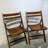 Pair of wooden folding chairs