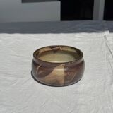 A small stoneware bowl, brown exterior, speckled grey interior D15