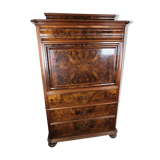 Bureau of polished walnut and mahogany, 1850s