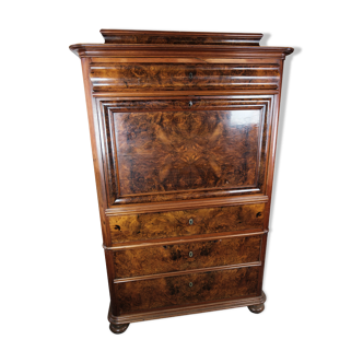 Bureau of polished walnut and mahogany, 1850s