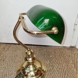 Green opaline banker lamp