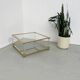 Table basse lucite, laiton et verre années 70