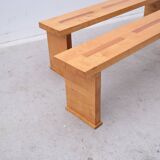 Modernist oak and teak bench, 1980