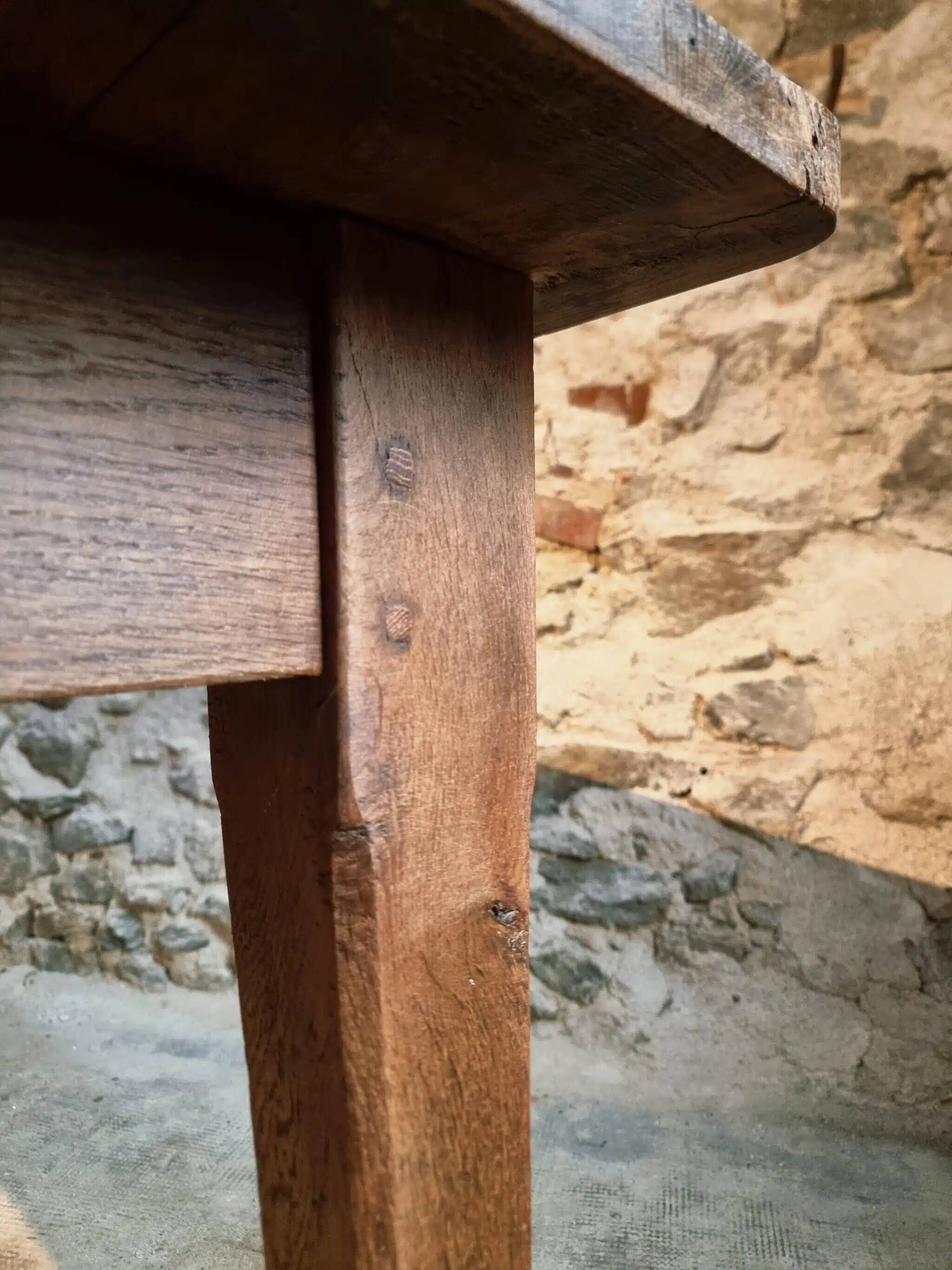 Antique French oak dining table – circa 1900 – farmhouse table with drawer