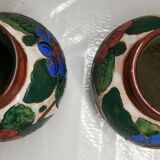 Pair of ceramic vase signed Italy 1954 b, vintage, decoration, flower