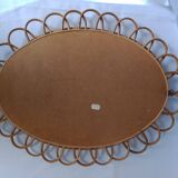 Oval rattan mirror from the 70s