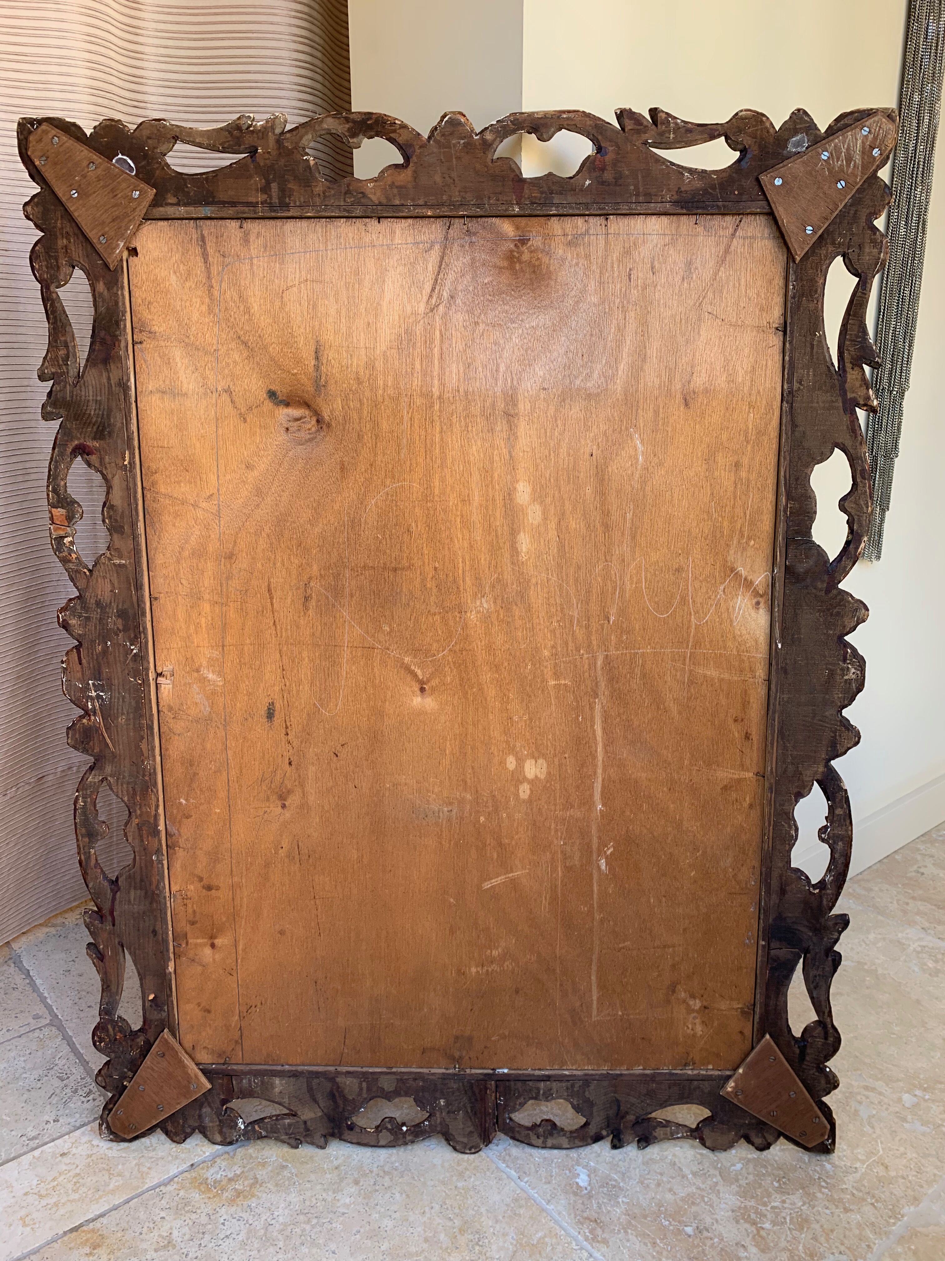 LARGE MIRROR in gilded wood in Baroque style
