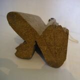 Carved stone lamp base signed from the 70s