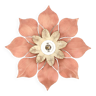 Applique ou plafonnier fleur en métal rose et beige, années 80