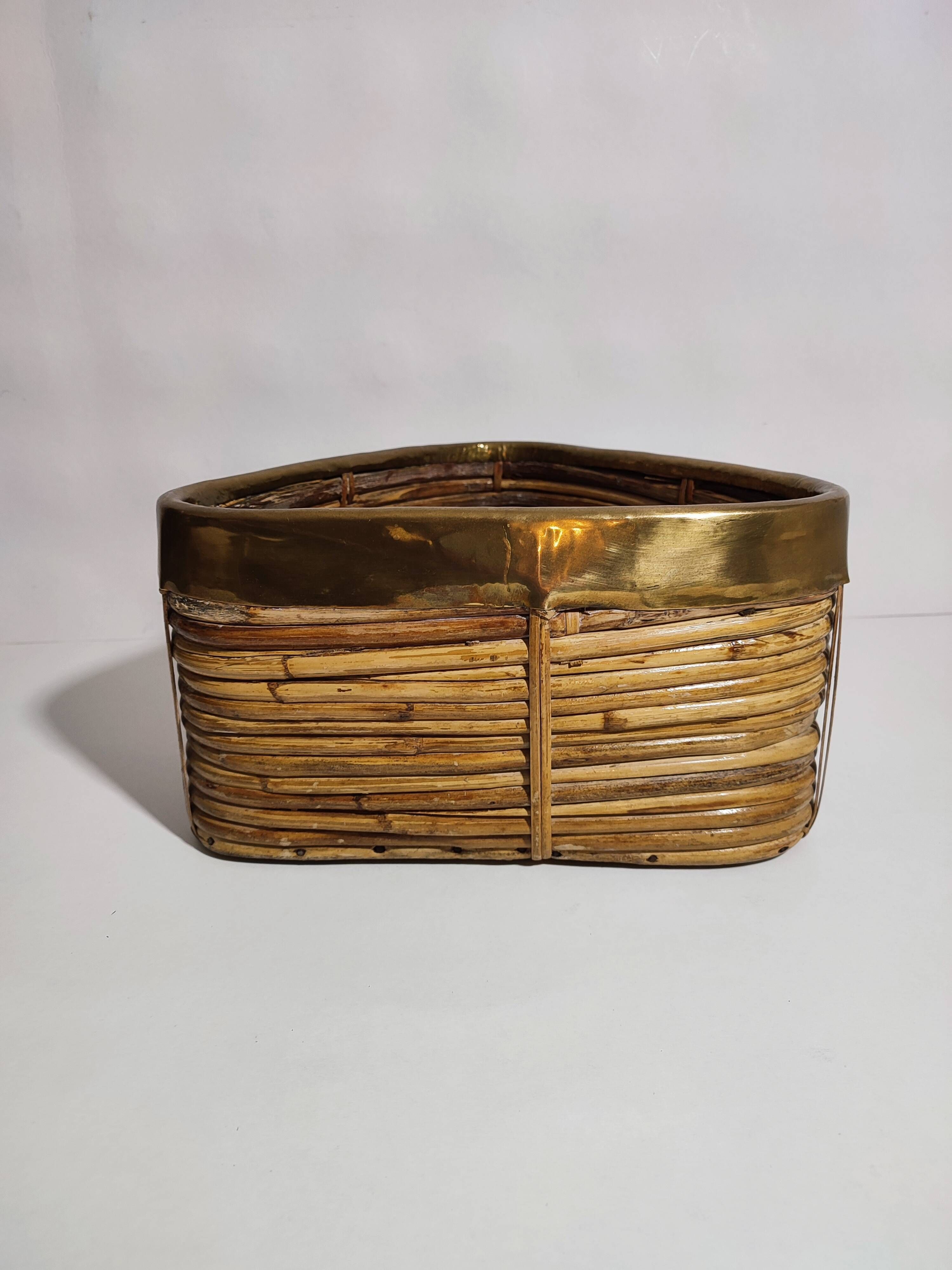 Rattan Brass Basket 1970