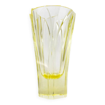 Art Deco vase, citrine crystal, designed by R. Hlousek, Moser, Czechoslovakia, 1930s