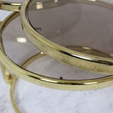 Mid century brass plated 3-tier swivel coffee table after Milo Baughman