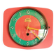 Vintage formica clock silent wall pendulum "FFR Morbier red green"