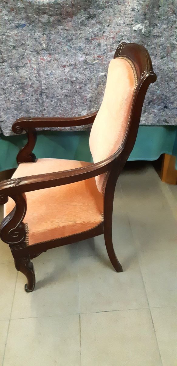 Louis Philippe armchair in solid mahogany