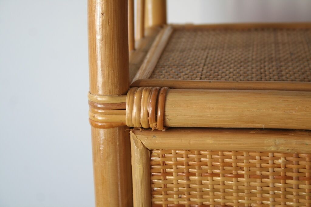 Vintage rattan bookcase 1970