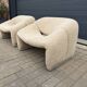 2x Artifort Groovy F598 Pierre Paulin, Pierre Frey: Chenille Igor (Sable)