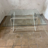 Italian glass coffee table with castors