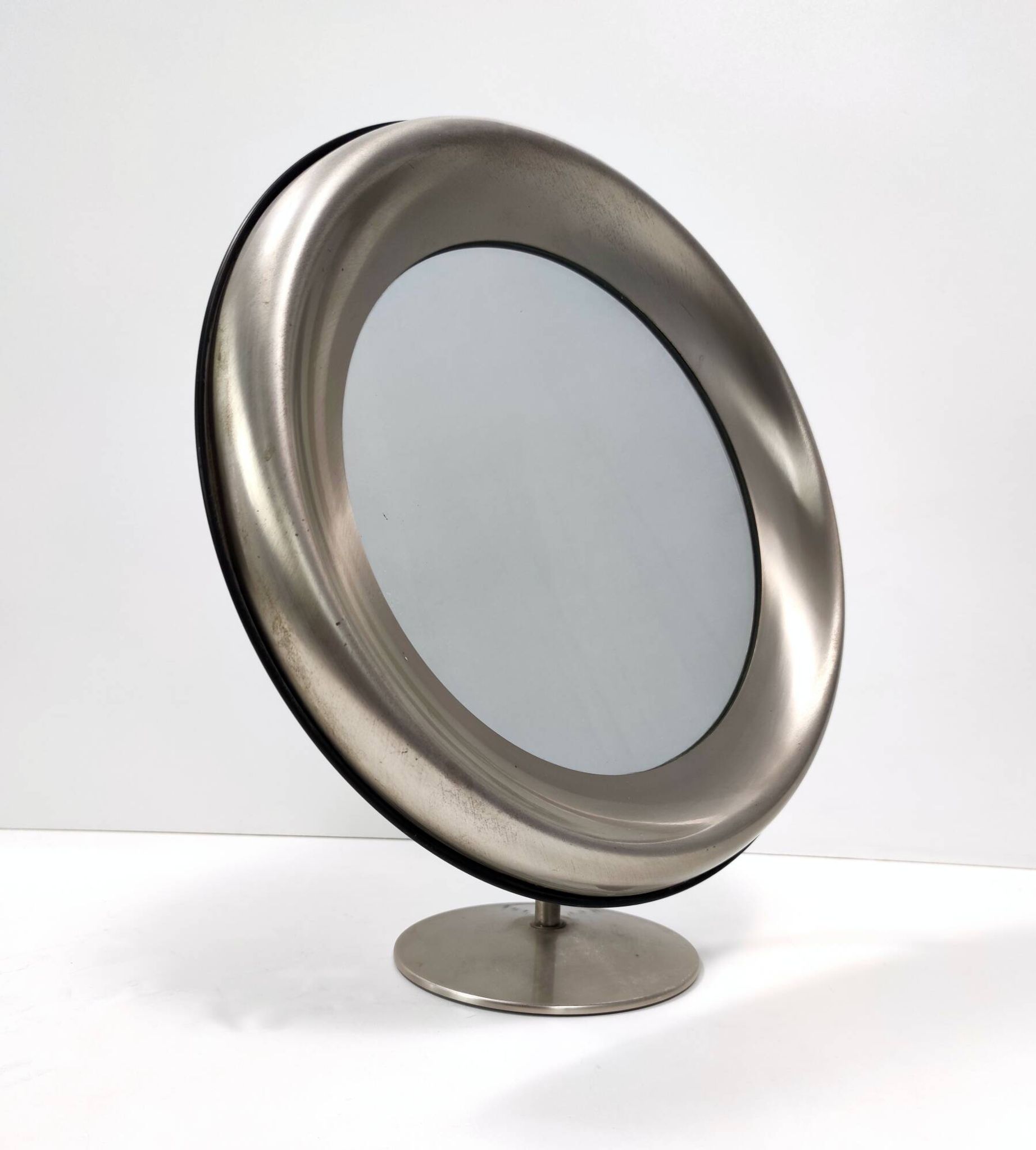 Round Anodized Brass Vanity Mirror Attr. to Sergio Mazza, Italy