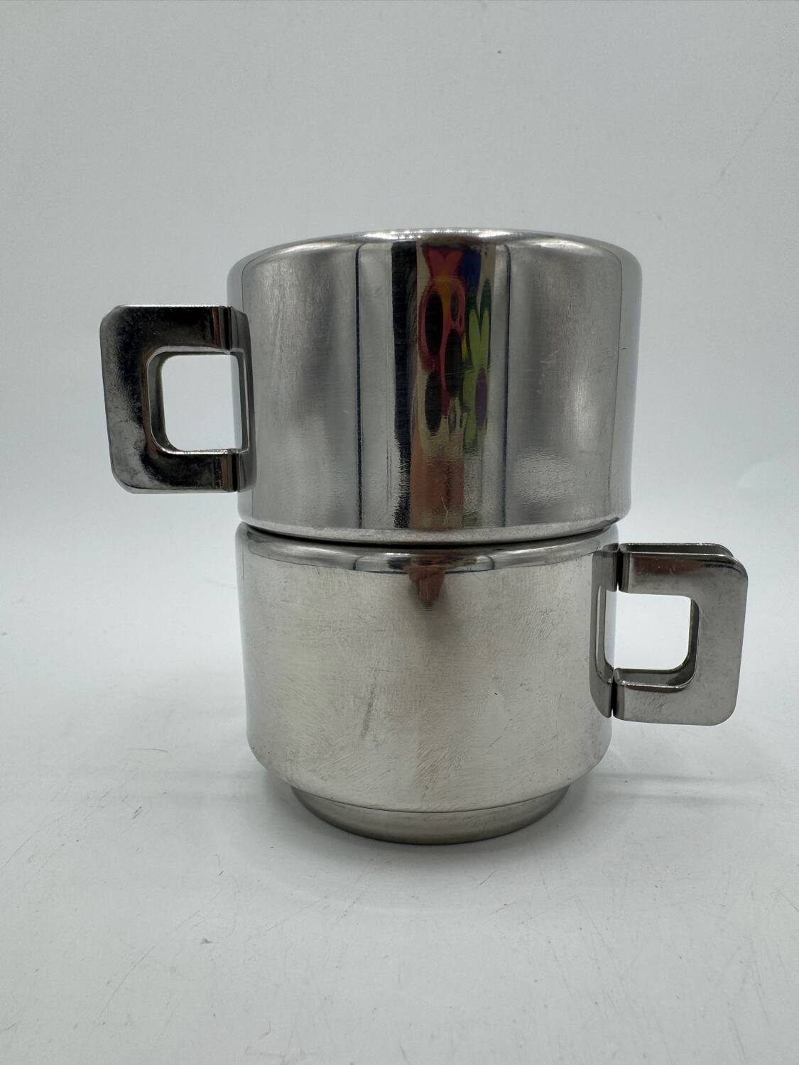 Set of vintage stainless steel cups
