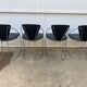 4 Linda armchairs by Arrben in black leather and chrome steel, 1980