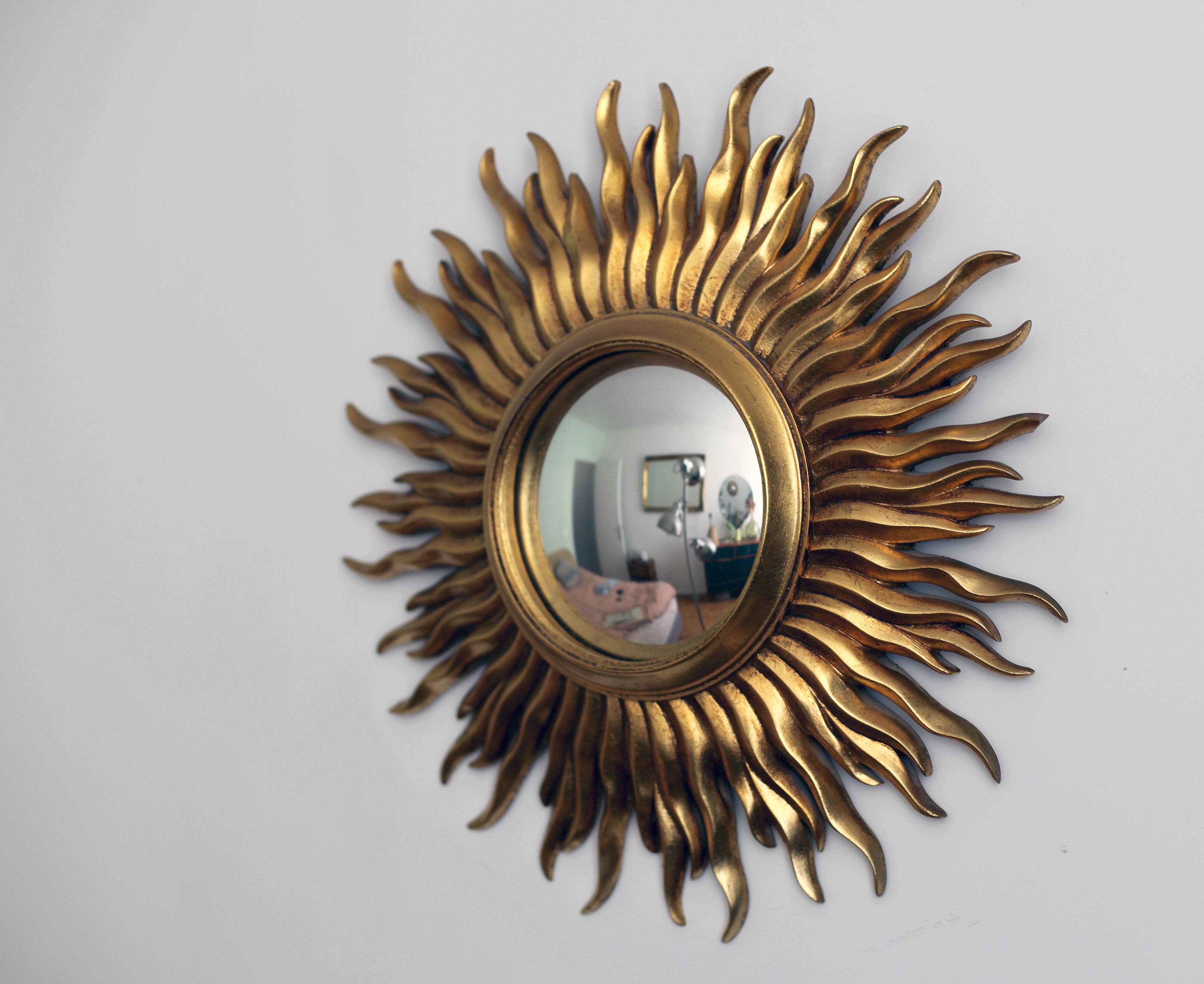 1950s witch's eye mirror in gold leaf "made in France"