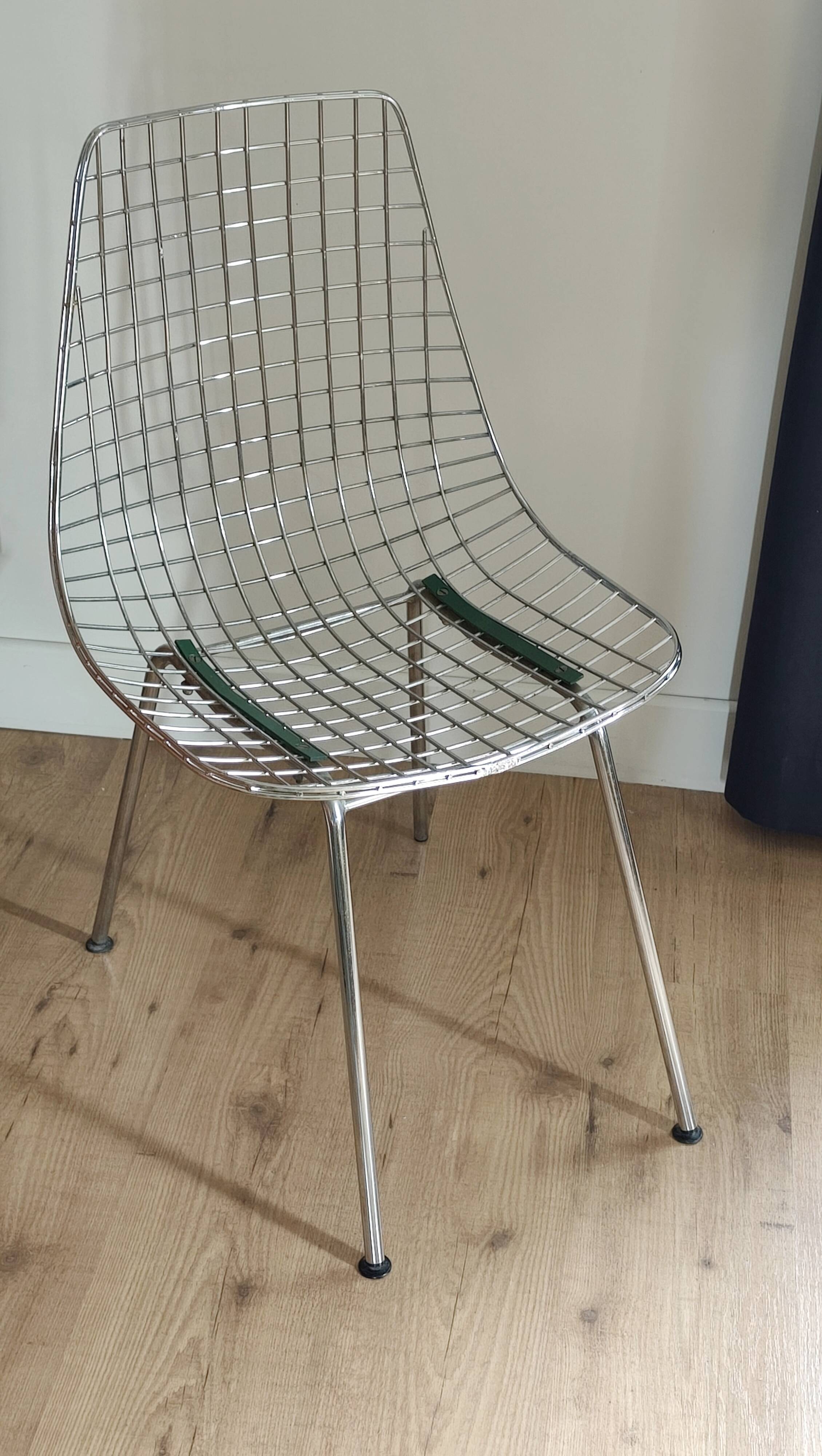 Chaise filaire métal vintage type Bertoia