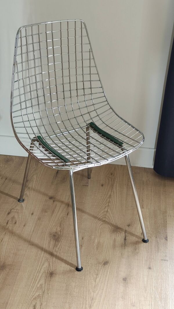 Chaise filaire métal vintage type Bertoia