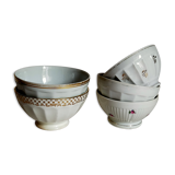 Five matching antique porcelain and earthenware bowls