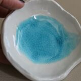 Set 2 cracked green and blue ceramic cups