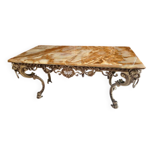 Table basse en Bronze et Onyx d’époque Louis XV