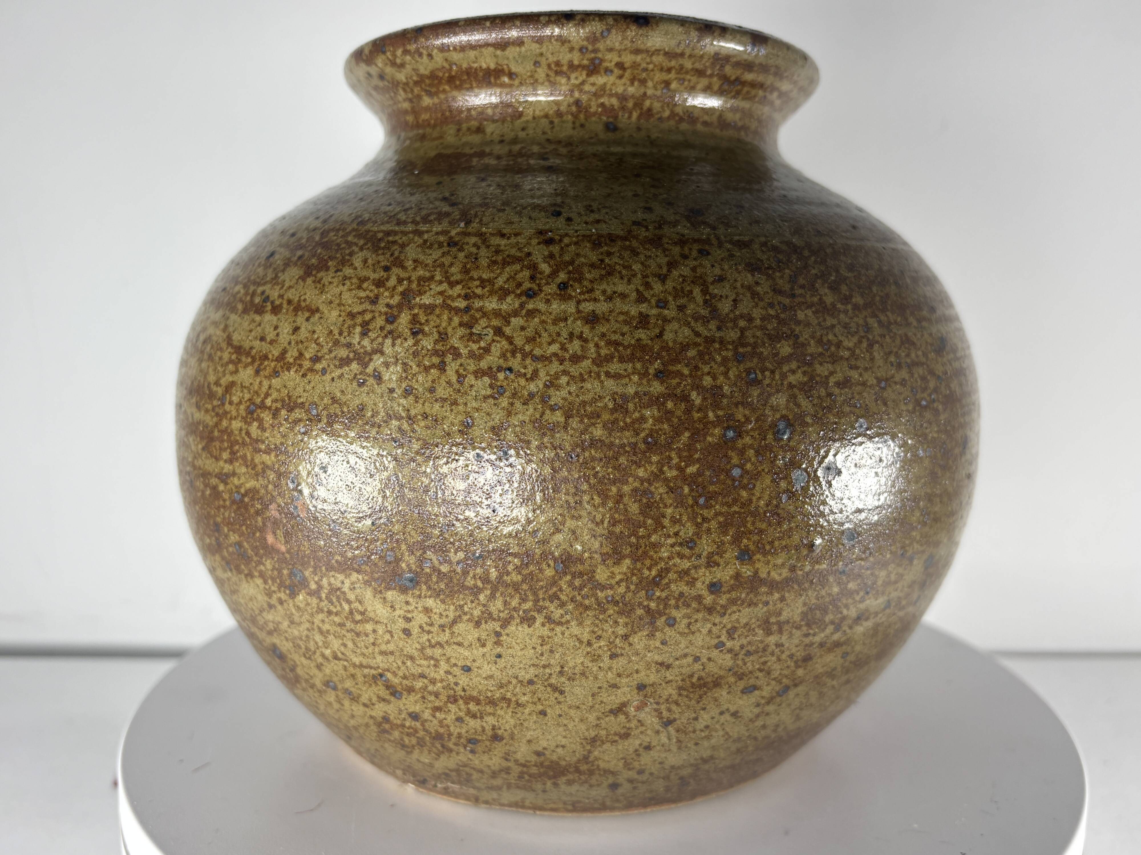 Round stoneware vase by Guy Baudat, France, Vintage 1970, XL