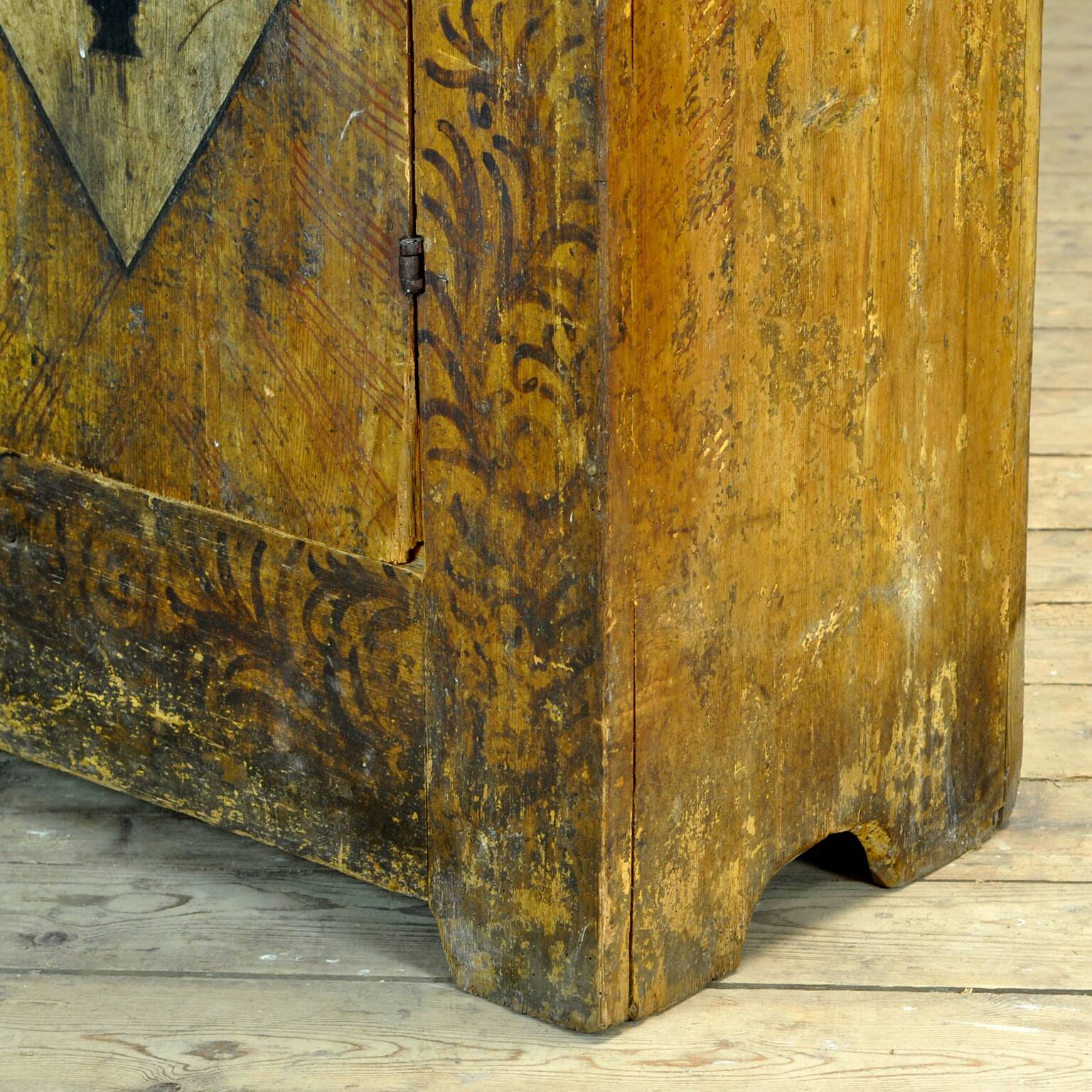 Antique Folk Art Hand Painted Cabinet, circa 1850