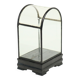 Small ancient chinese bell jar display curved glass black wooden base 21cm