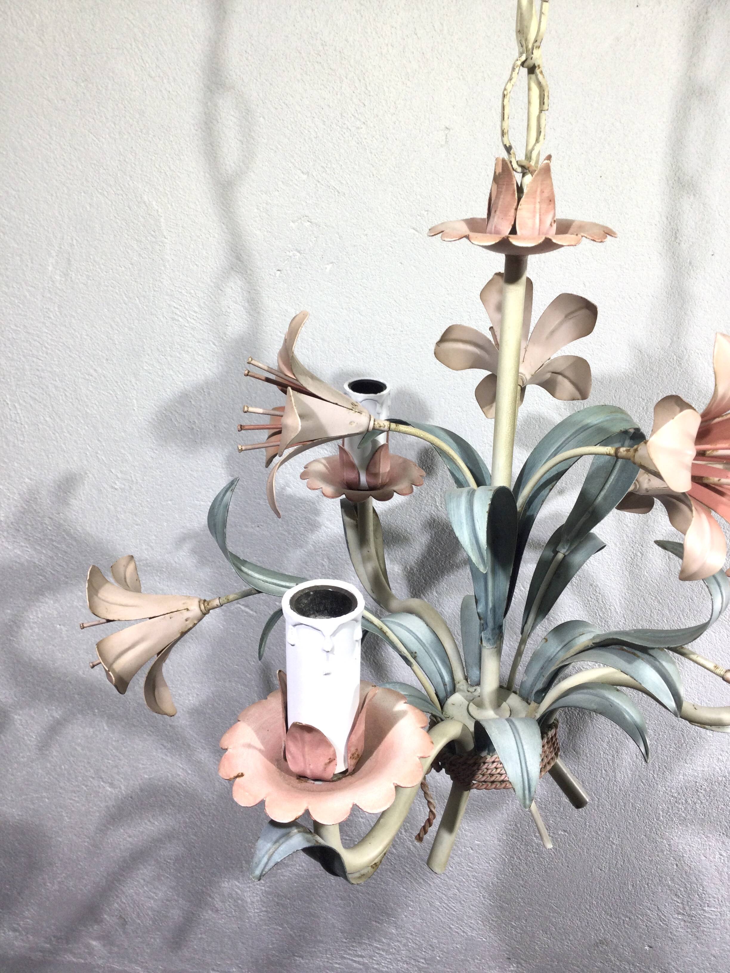 3-light wrought iron chandelier