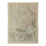 Old engraving • Map of France from La Défense • Original and vintage poster from 1909