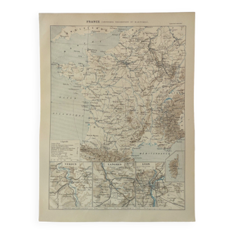 Antique print • Map of France de la Défense • Original vintage poster from 1909