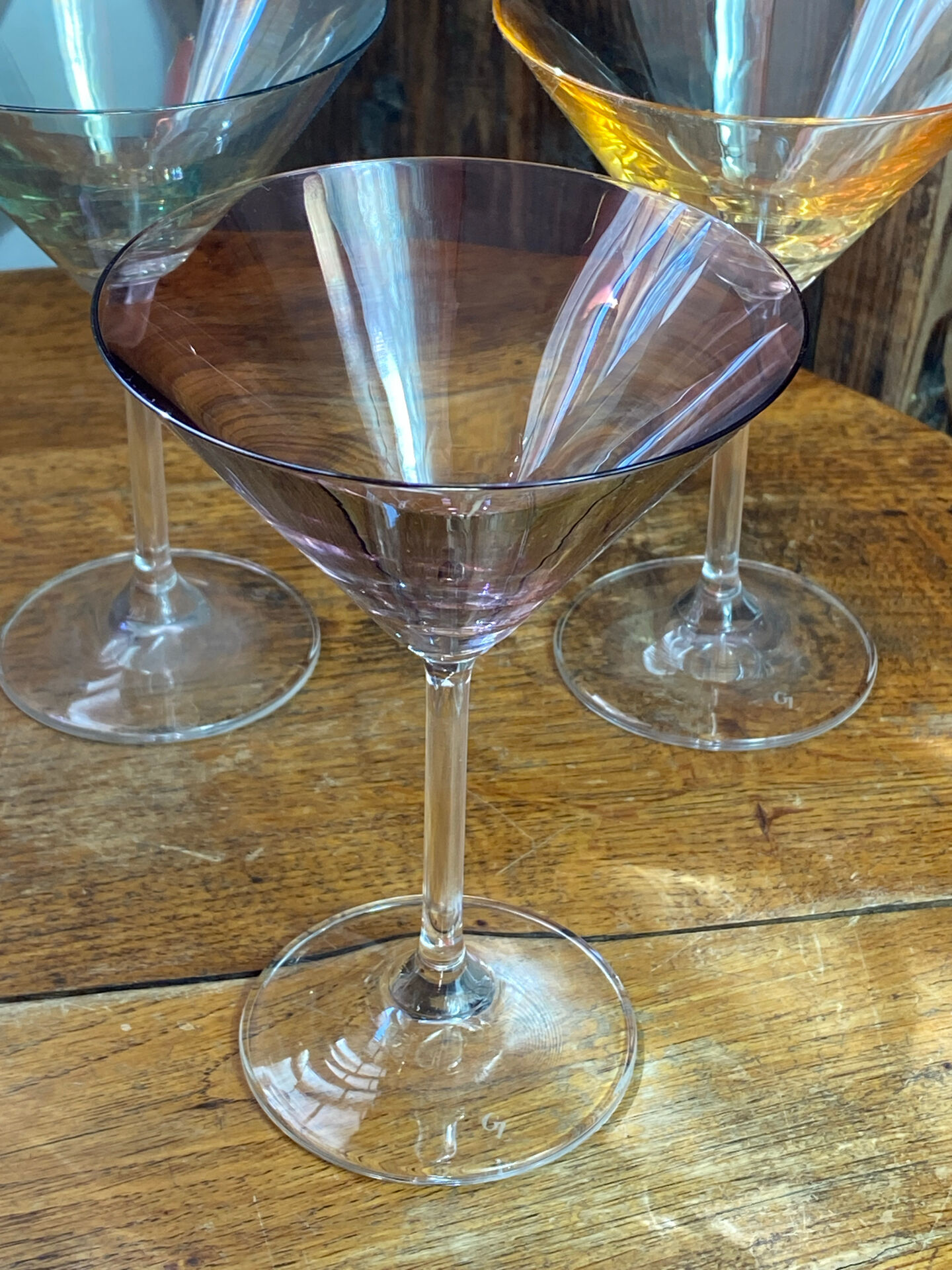 Cocktail glasses in glass